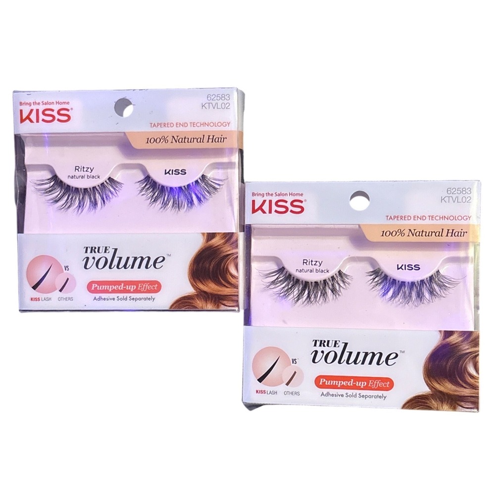 NEW KISS True Volume Ritzy Natural Black False Eyelashes Set of 2